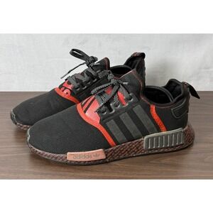 Adidas Mens NMD R1 J FV8517 Black And Red Running Shoes Sneakers Size 10.5